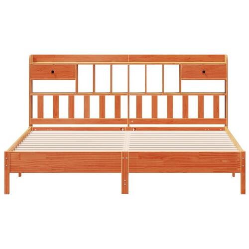 Seng med reol uden madras 180x200cm massivt fyrretræ gyldenbrun