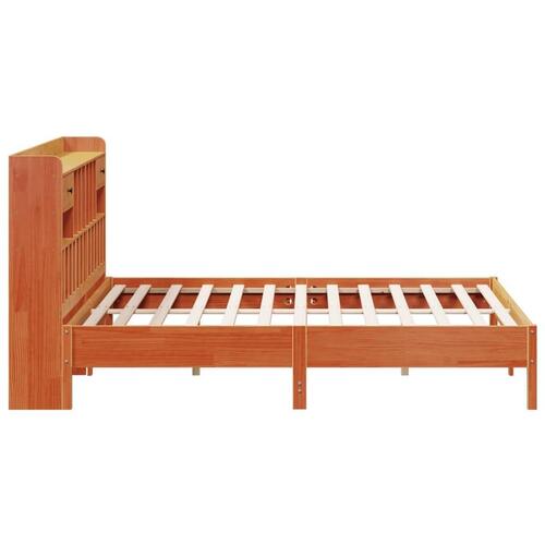 Seng med reol uden madras 180x200cm massivt fyrretræ gyldenbrun