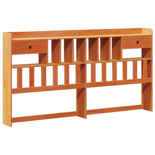 Seng med reol uden madras 180x200cm massivt fyrretræ gyldenbrun