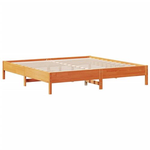 Seng med reol uden madras 180x200cm massivt fyrretræ gyldenbrun