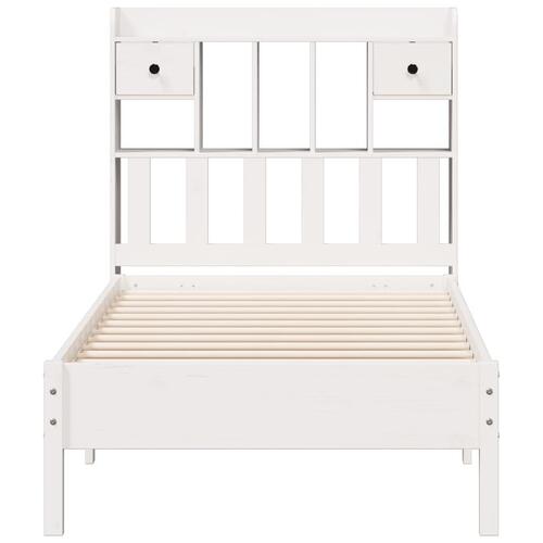 Seng med reol uden madras 100x200 cm massivt fyrretræ hvid