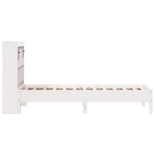 Seng med reol uden madras 100x200 cm massivt fyrretræ hvid