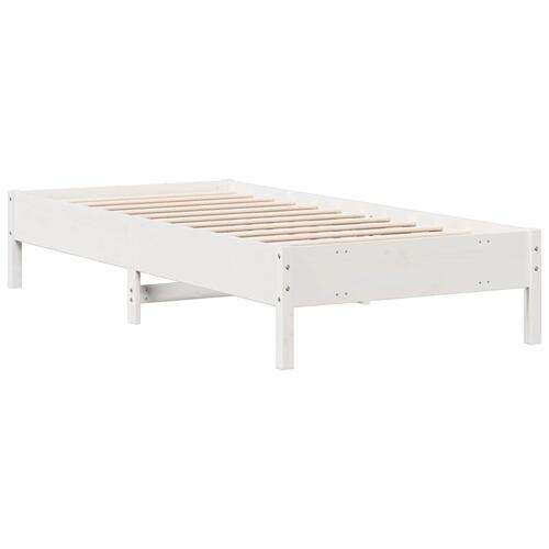 Seng med reol uden madras 100x200 cm massivt fyrretræ hvid