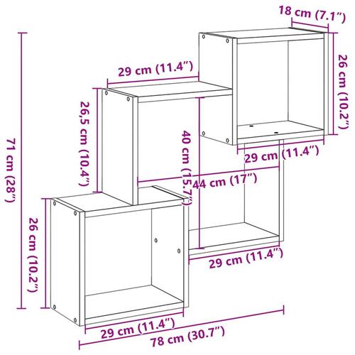 Vægskab 78x18x71 cm konstrueret træ betongrå