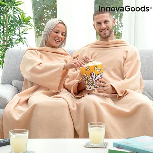 Dobbelt Krammetæppe mede centreret lomme Doublanket Beige