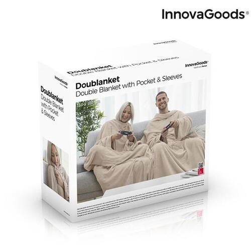 Dobbelt Krammetæppe mede centreret lomme Doublanket Beige