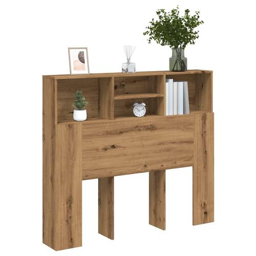 Sengegavl med opbevaring 120x19x103,5cm konstrueret træ kunsteg