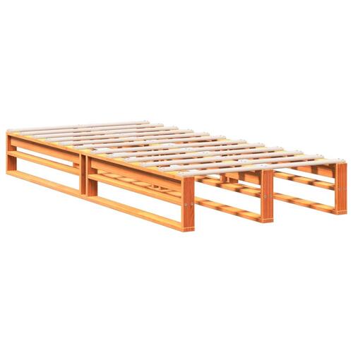 Seng med reol uden madras 90x200 cm massivt fyrretræ gyldenbrun