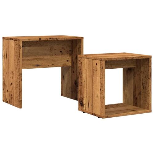 Indskudsborde 2 stk. konstrueret træ gammelt træ-look