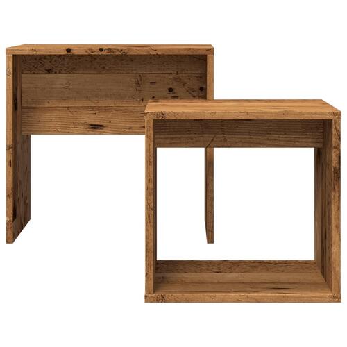 Indskudsborde 2 stk. konstrueret træ gammelt træ-look