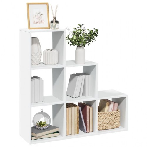 Rumdelerreol i hvid - 3-lags trappereol, 99 × 29 × 99 cm