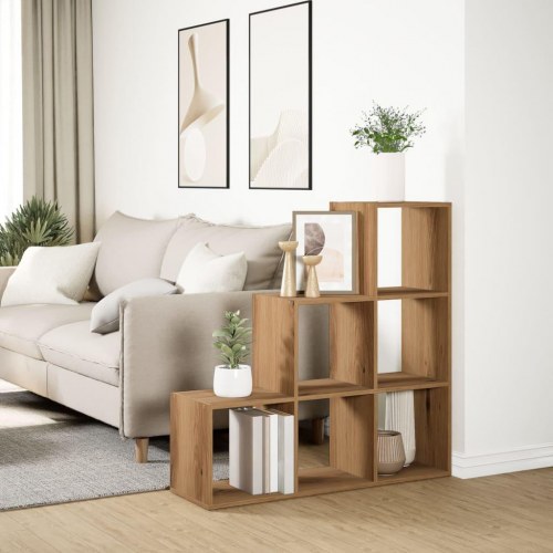 Bogreol/rumdeler i kunsteg - 99 × 29 × 99 cm, 3 niveauer, 6 kuber