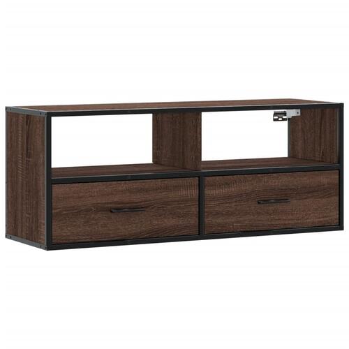 Tv-bord 100x31x39,5 cm konstrueret træ og metal brunt eg