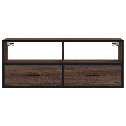 Tv-bord 100x31x39,5 cm konstrueret træ og metal brunt eg