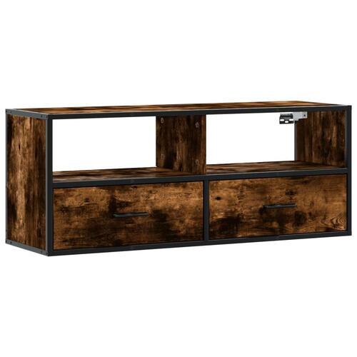Tv-bord 100x31x39,5 cm konstrueret træ og metal røget egetræ
