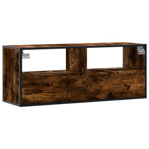 Tv-bord 100x31x39,5 cm konstrueret træ og metal røget egetræ