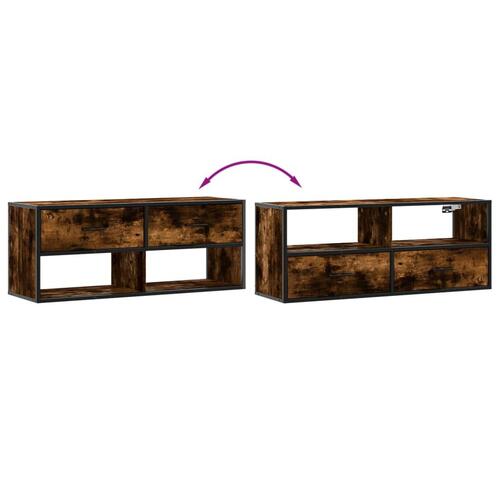 Tv-bord 100x31x39,5 cm konstrueret træ og metal røget egetræ