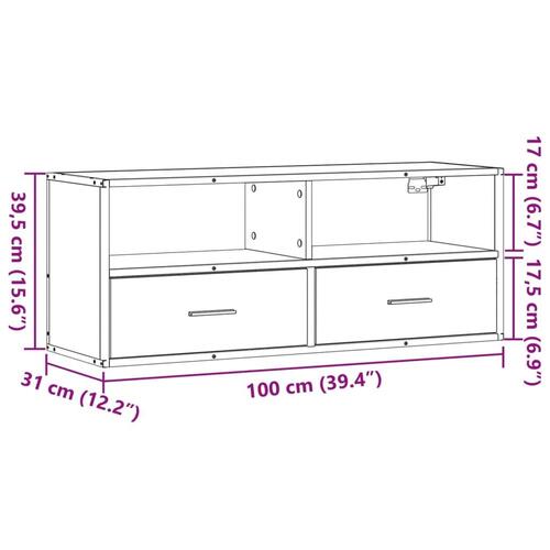 Tv-bord 100x31x39,5 cm konstrueret træ og metal røget egetræ