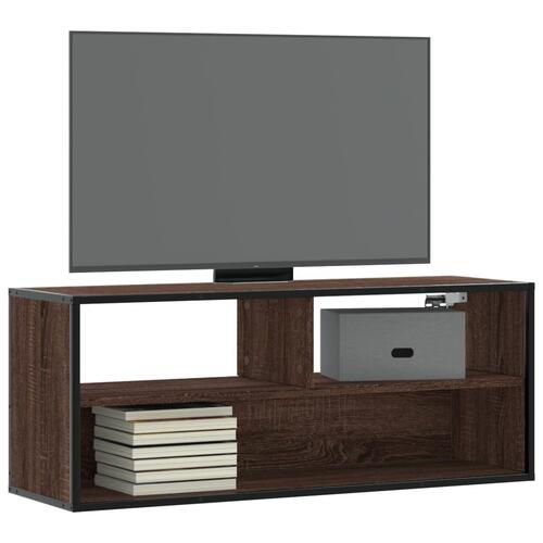Tv-bord 100x31x39,5 cm konstrueret træ og metal brunt eg