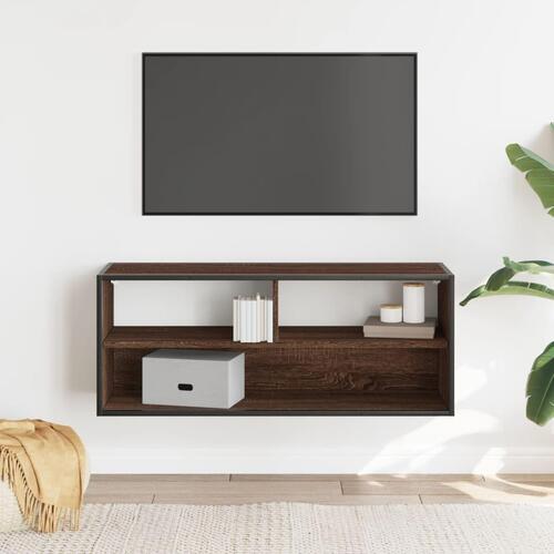Tv-bord 100x31x39,5 cm konstrueret træ og metal brunt eg