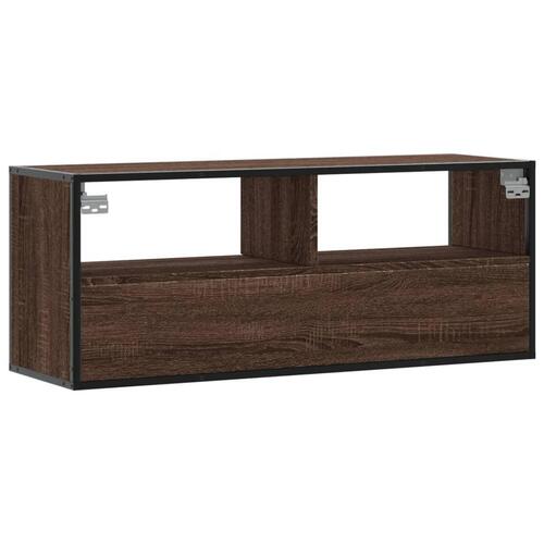 Tv-bord 100x31x39,5 cm konstrueret træ og metal brunt eg