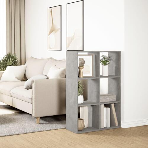 Bogreol/rumdeler 69,5x29x103,5 cm konstrueret træ betongrå