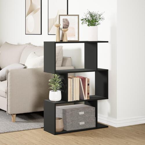 Bogreol/rumdeler 70x24x97 cm 3 niveauer konstrueret træ sort
