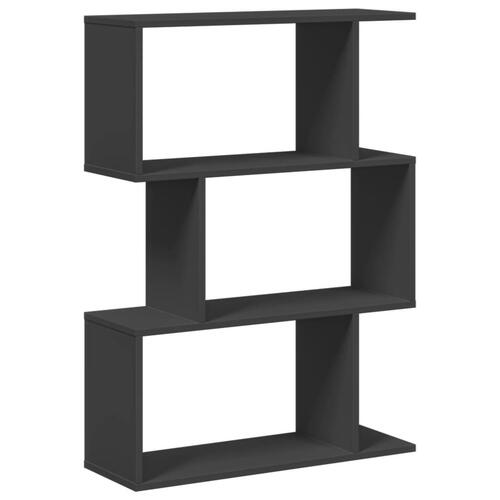 Bogreol/rumdeler 70x24x97 cm 3 niveauer konstrueret træ sort