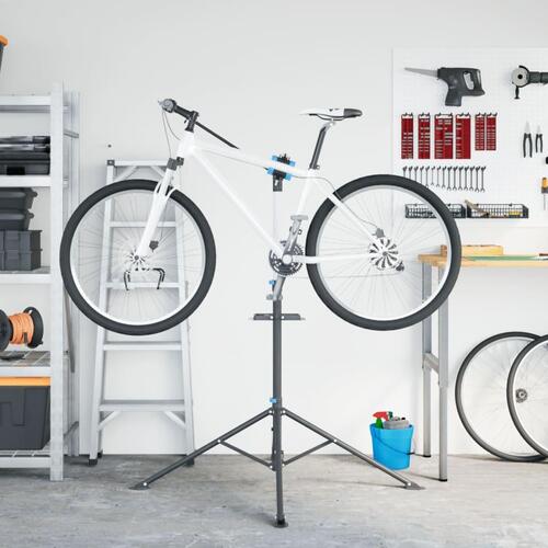 Reparationsstativ til cykler 108-188 cm foldbart stål blå