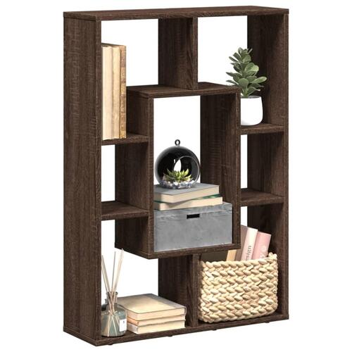 Bogreol 63x20x90 cm konstrueret træ brun egetræsfarve