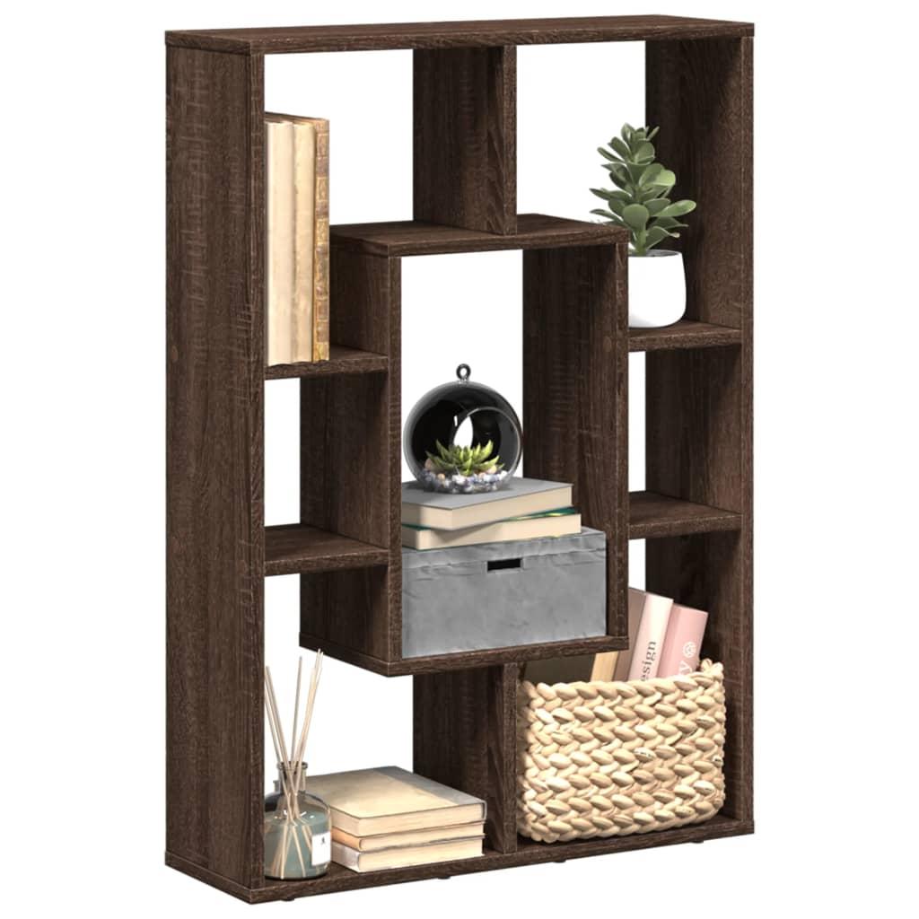 Bogreol 63x20x90 cm konstrueret træ brun egetræsfarve