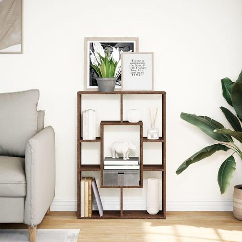 Bogreol 63x20x90 cm konstrueret træ brun egetræsfarve