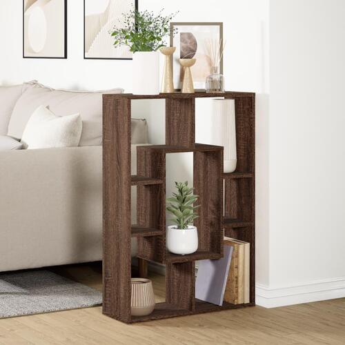 Bogreol 63x20x90 cm konstrueret træ brun egetræsfarve
