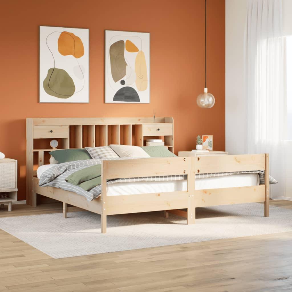 Seng med reol 180x200 cm - massivt fyrretræ, uden madras