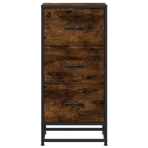 Skab 35,5x35x76 cm konstrueret træ og metal røget egetræsfarve