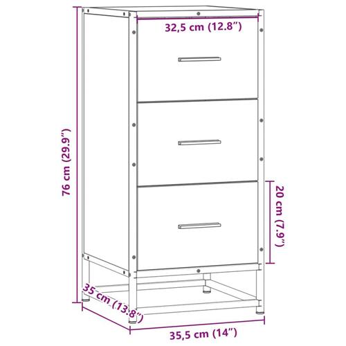 Skab 35,5x35x76 cm konstrueret træ og metal røget egetræsfarve