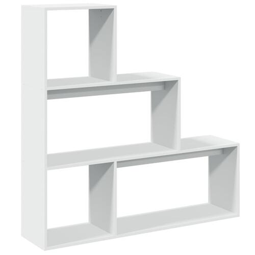 Bogreol/rumdeler 123x29x123 cm 3 niveauer konstrueret træ hvid