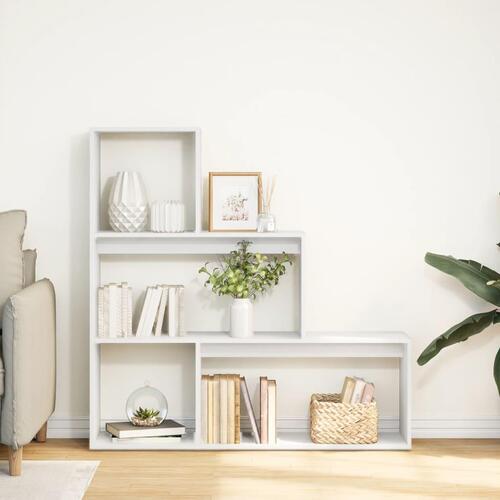 Bogreol/rumdeler 123x29x123 cm 3 niveauer konstrueret træ hvid