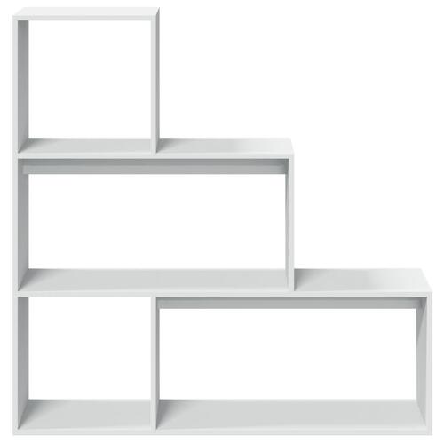 Bogreol/rumdeler 123x29x123 cm 3 niveauer konstrueret træ hvid