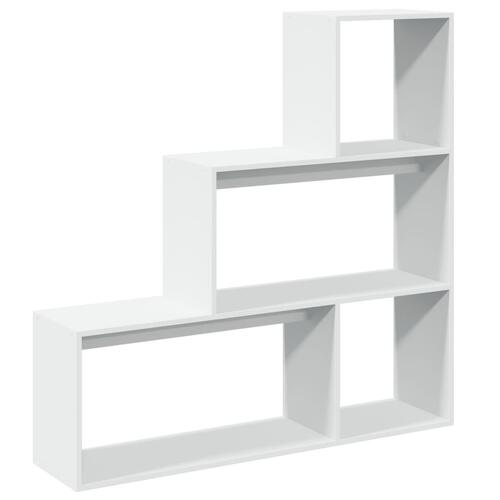 Bogreol/rumdeler 123x29x123 cm 3 niveauer konstrueret træ hvid