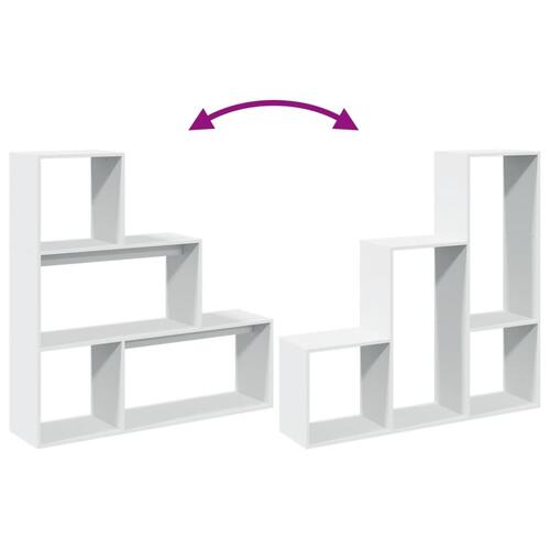 Bogreol/rumdeler 123x29x123 cm 3 niveauer konstrueret træ hvid