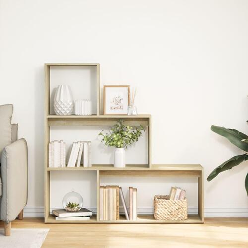 Bogreol/rumdeler 123x29x123 cm 3 niveauer konstrueret træ