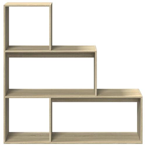 Bogreol/rumdeler 123x29x123 cm 3 niveauer konstrueret træ