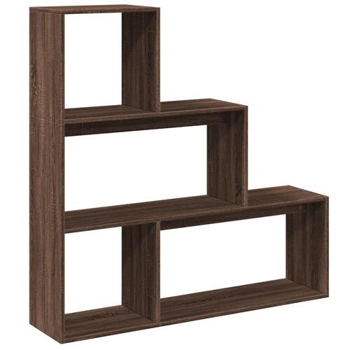Bogreol/rumdeler 123x29x123cm 3niveauer konstrueret træ brun eg