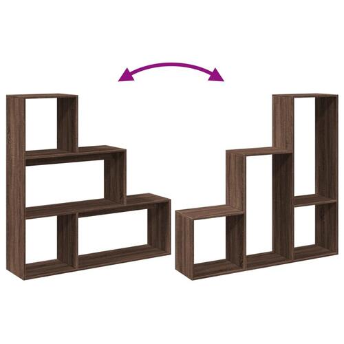 Bogreol/rumdeler 123x29x123cm 3niveauer konstrueret træ brun eg