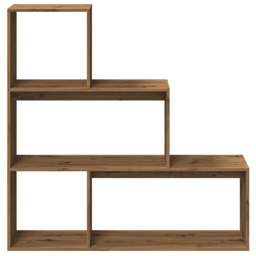 Bogreol/rumdeler 123x29x123cm 3niveauer konstrueret træ kunsteg