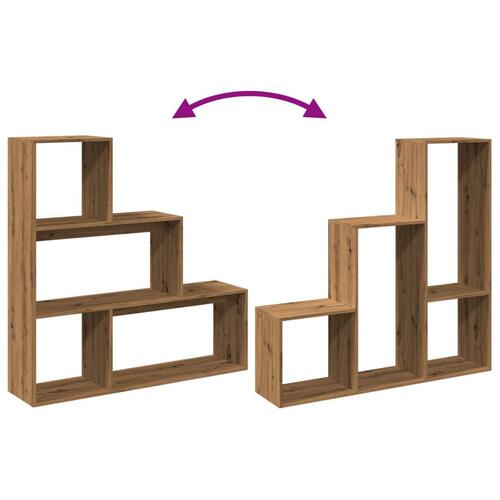 Bogreol/rumdeler 123x29x123cm 3niveauer konstrueret træ kunsteg