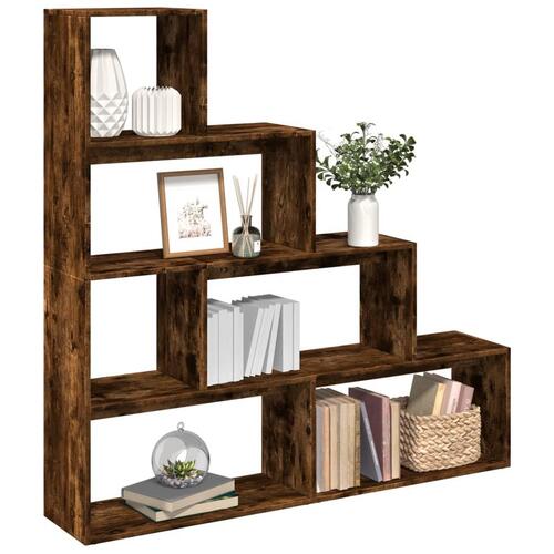 Bogreol/rumdeler 143,5x29x143,5 cm konstrueret træ røget eg
