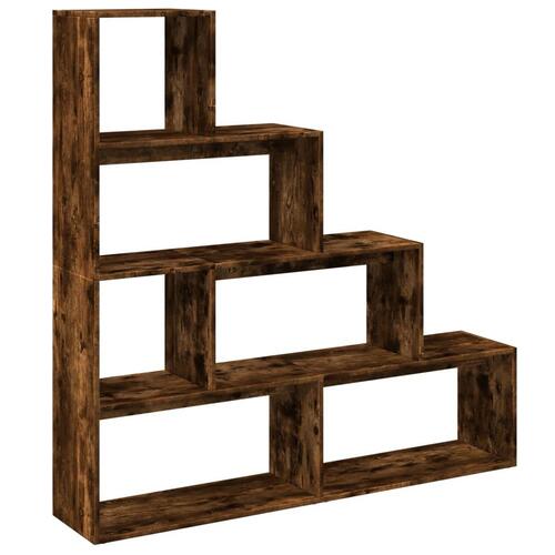 Bogreol/rumdeler 143,5x29x143,5 cm konstrueret træ røget eg