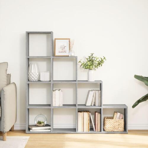 Bogreol/rumdeler 131,5x29x131,5 konstrueret træ grå sonoma-eg